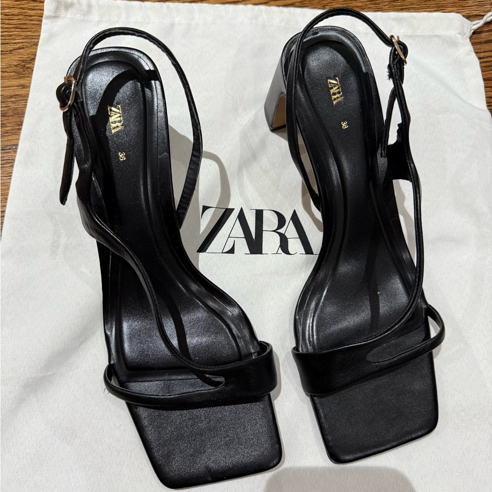 Zara Black Strappy Heels